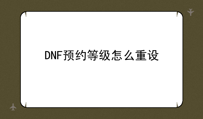 DNF预约等级怎么重设