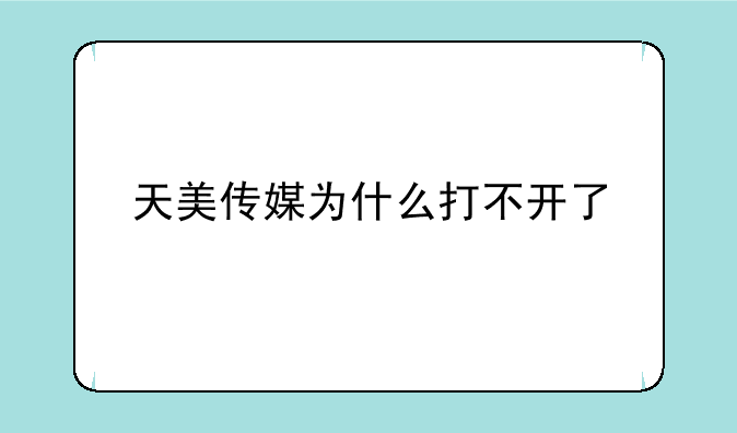 天美传媒为什么打不开了
