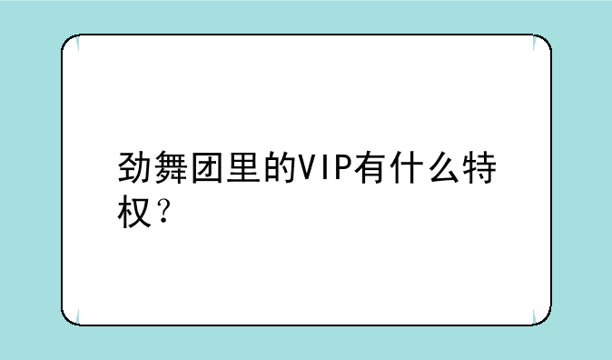 劲舞团里的VIP有什么特权？