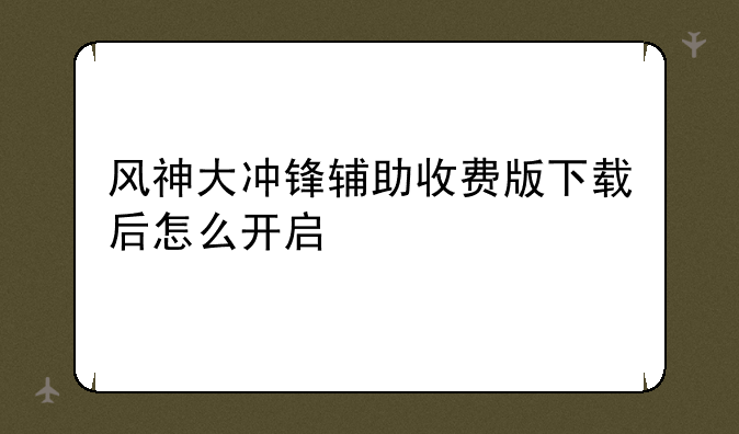 风神大冲锋辅助收费版下载后怎么开启