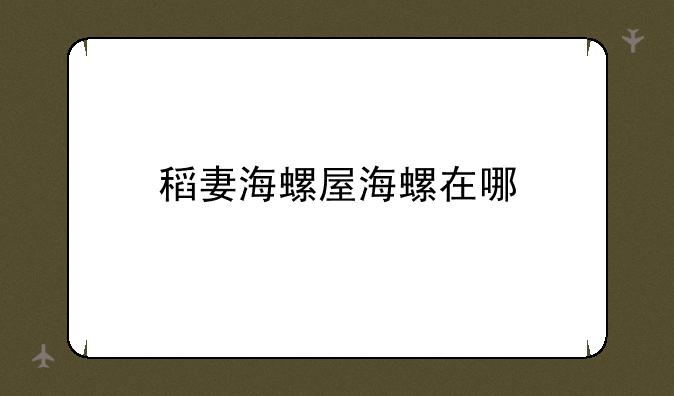 稻妻海螺屋海螺在哪